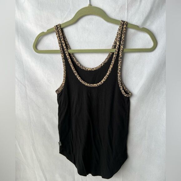 Victoria’s Secret PINK Black Ribbed Tank Top with Cheetah Detail size XS - Picture 5 of 6
